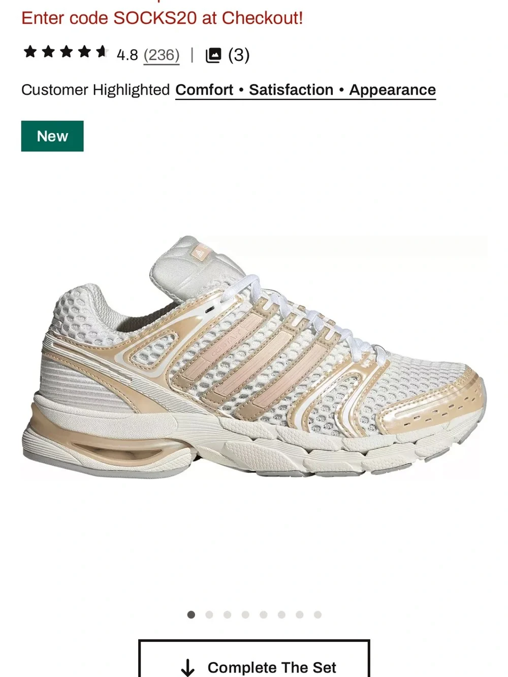 adidas Women's Running Shoes in White and Beige